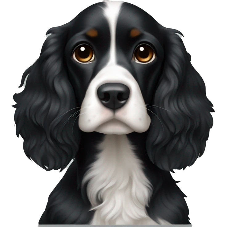 Small completely black king spaniel with white on chest emoji