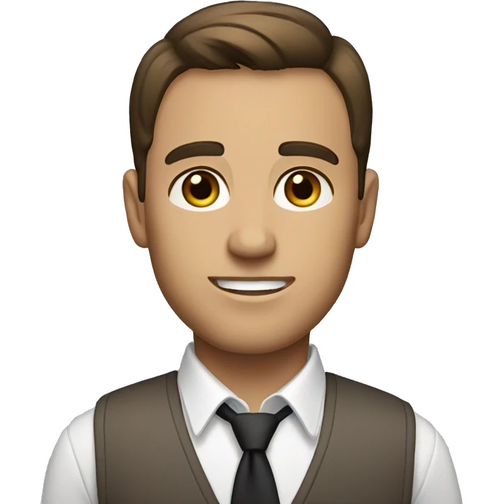 A man with short brown hair, brown eyes who wears a professional shirt. emoji