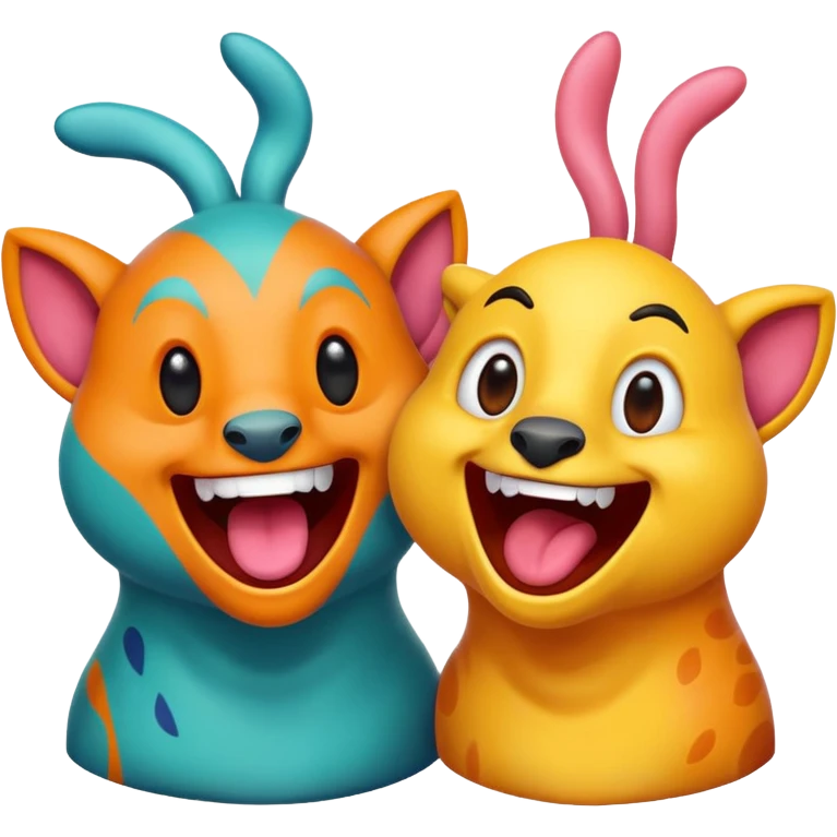 Two creatures have fun in a strange place where animals yell out and the spirit is yelled  emoji