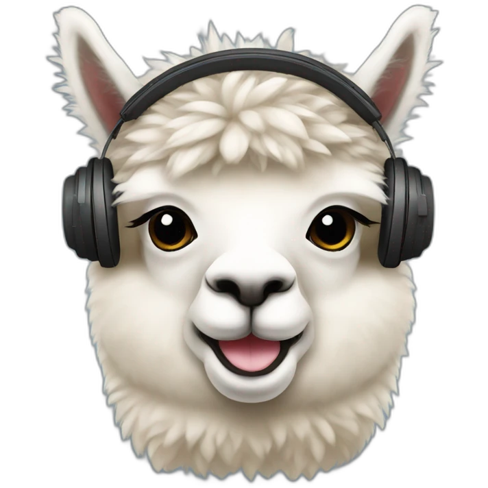 alpaca wearing headphones emoji