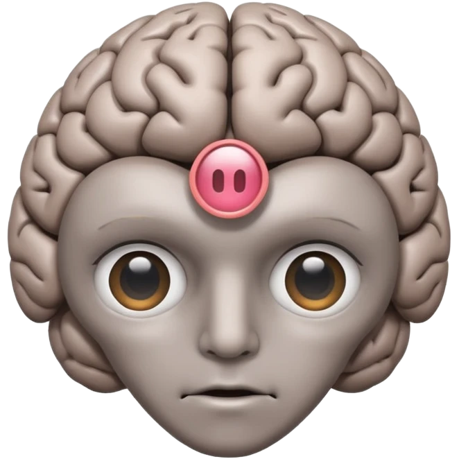 personified brain with lens emoji
