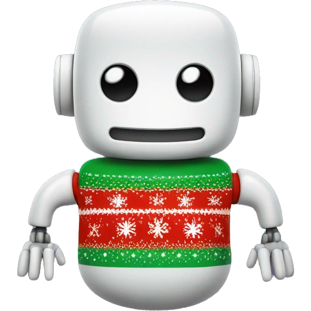 Smiling robot wearing a Christmas sweater emoji