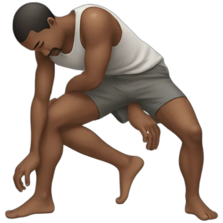Man touching toes emoji