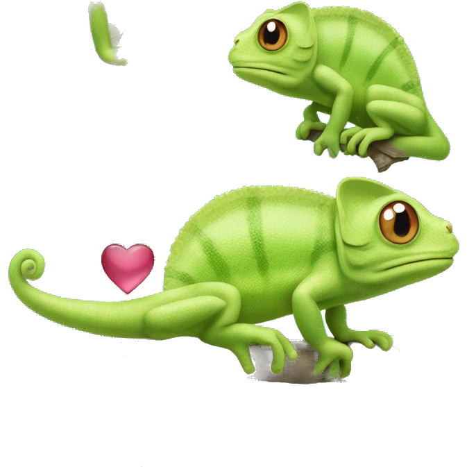 2 chameleons with heart in de middle emoji
