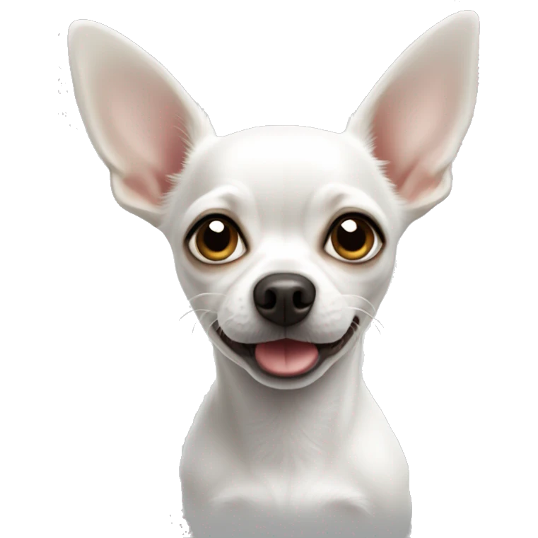 A white Chihuahua dog, with its ear down emoji