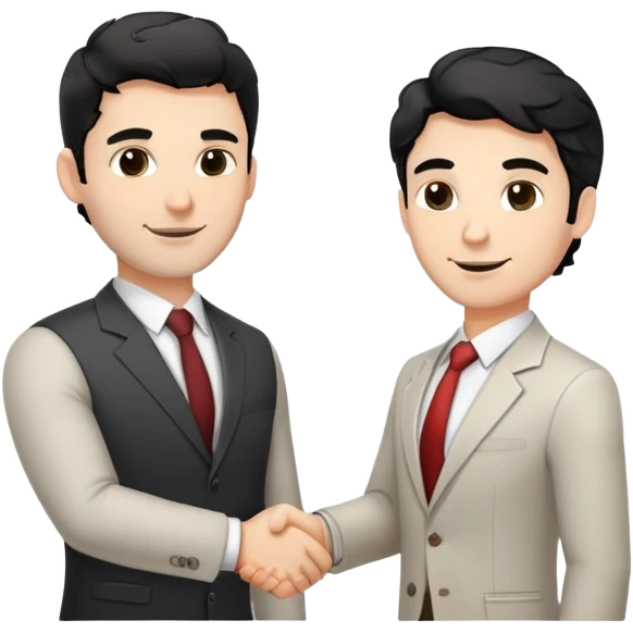 Professional 35-year-old man with black wavy hair, stubble, strong jawline, white skin tone, wearing smart casual business attire, networking at a business event, shaking hands with another professional, confident approachable expression emoji