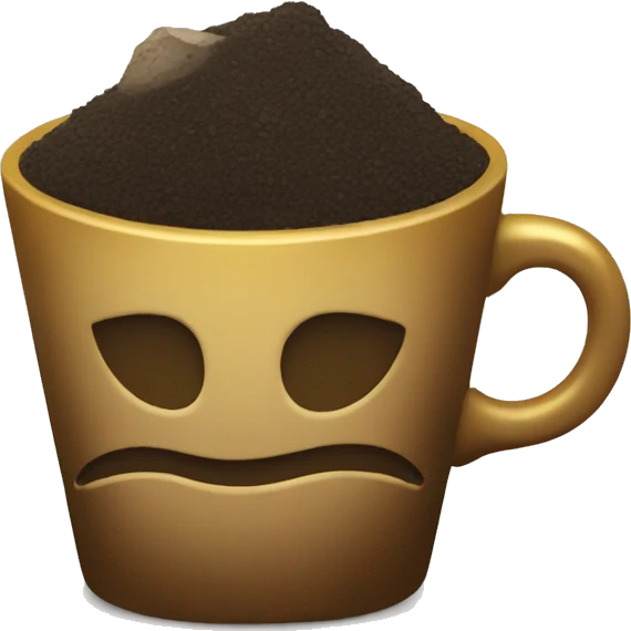 A little cup of dirt with a piece of gold buried in it. emoji