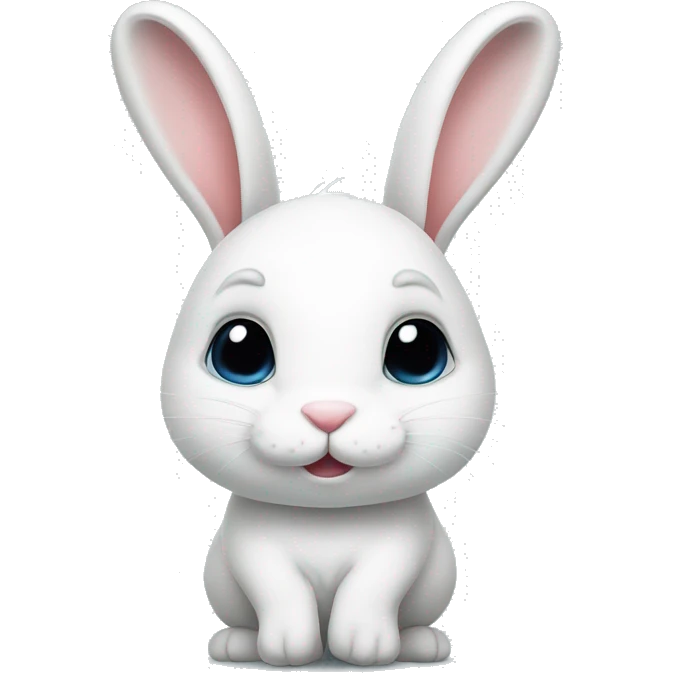 Cute little White bunny with a question mark above her bunny head emoji