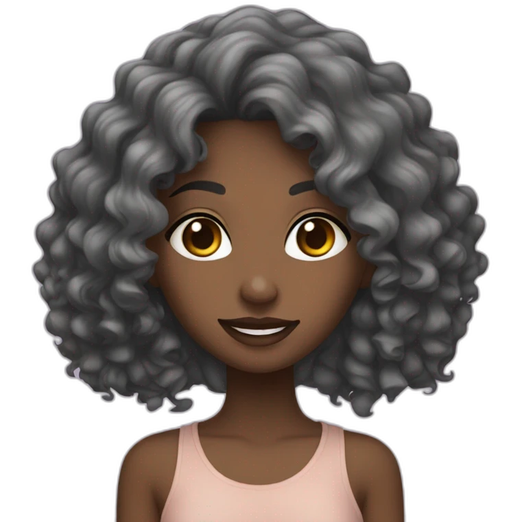 teen maghrebian with dark long curly haired girl with black eyes emoji