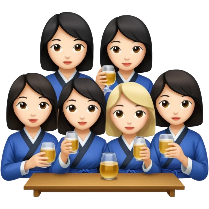 Girl group drinking sake only emoji