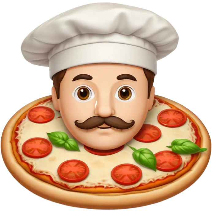 Italian pizza with chef hat and mustache emoji
