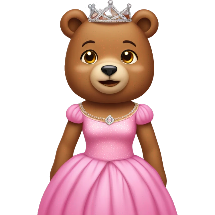 Bear wearing a tiara and pink dress emoji