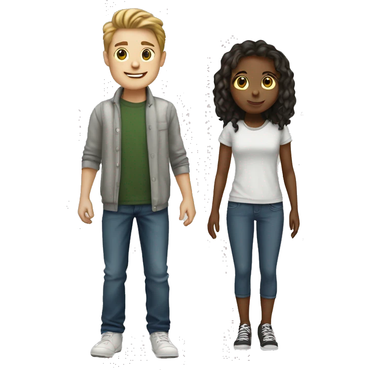 Generate an emoji of two white friends boy and girl standing emoji