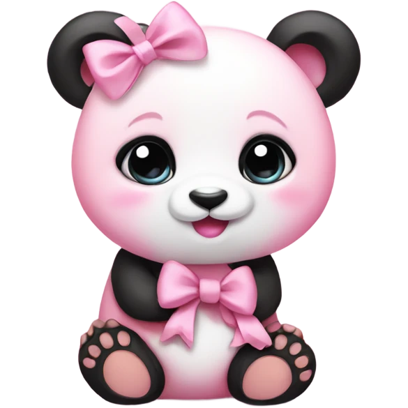 A baby pink panda with a bow emoji