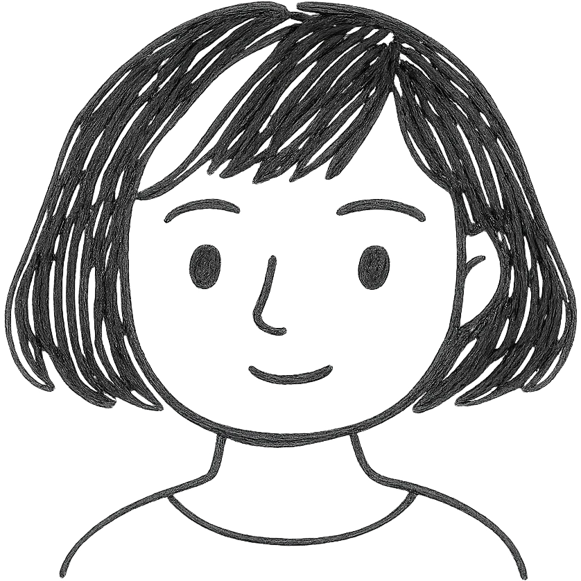 girl with short black hair, bob, with a white strand and gray eyes emoji