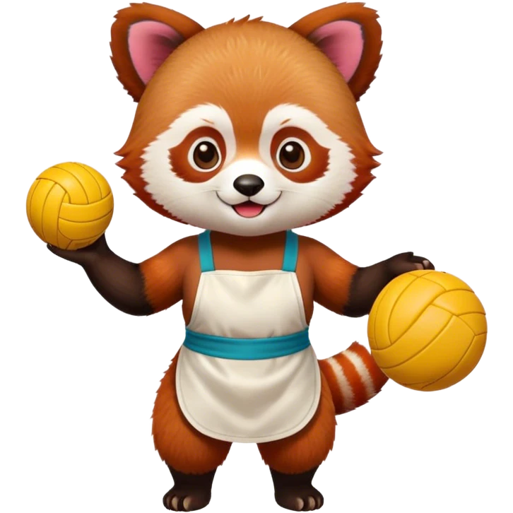 Red Panda playing Volleyball with an apron emoji