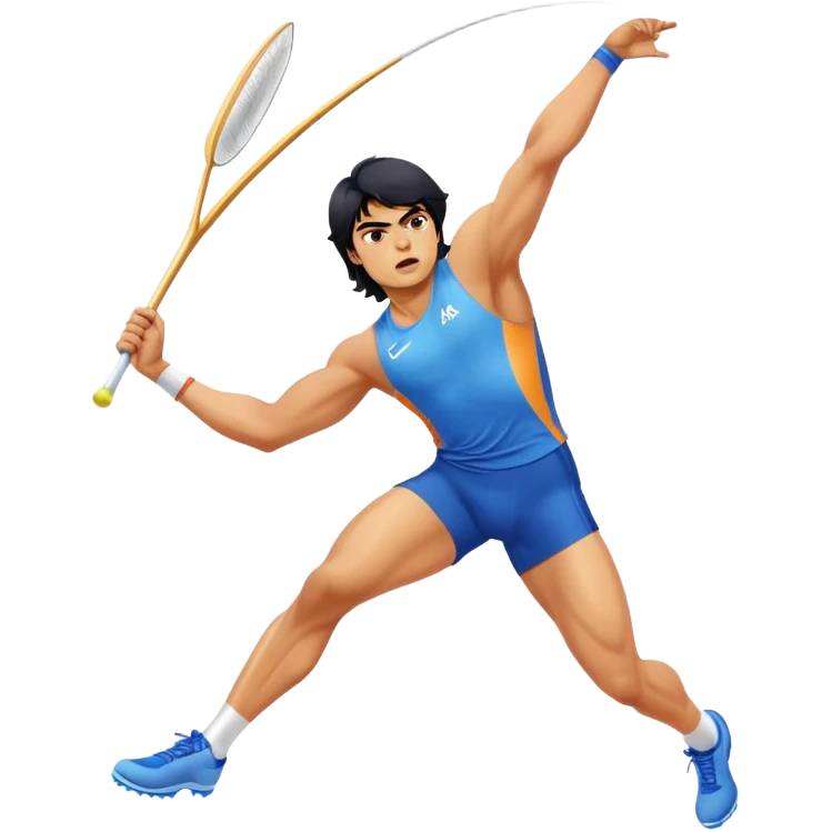 Neeraj Chopra throwing javelin, Indian Olympic gold medalist athlete in action emoji