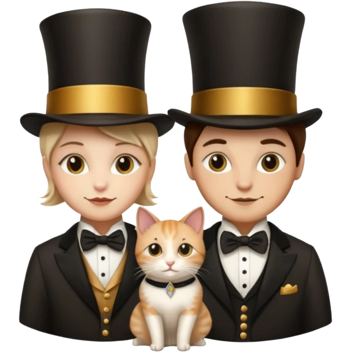 magician couple and their pet cat emoji