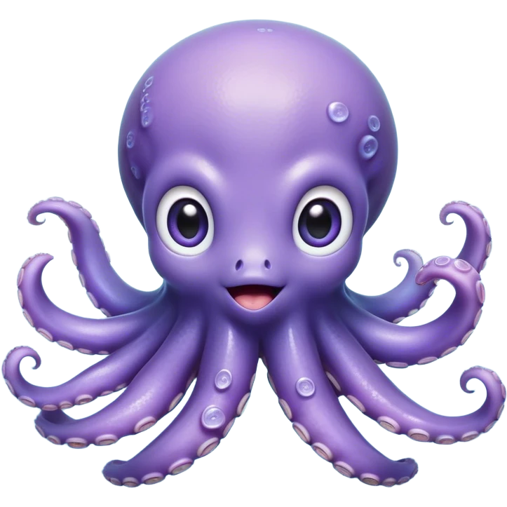 Cinematic Cute Baby Octopus Portrait Emoji, Head tilted slightly in a curious and endearing way, featuring a smooth, rounded light blue-purple body with enormous, sparkling eyes filled with warmth and innocence, delicate tentacles curling playfully, Simplified yet irresistibly adorable features, highly detailed, glowing with a soft, dreamy marine glow, high shine, affectionate and gentle, stylized with a touch of whimsical deep-sea charm, soft glowing outline, capturing the essence of a tiny, inquisitive octopus that looks ready to gently drift into your heart! emoji