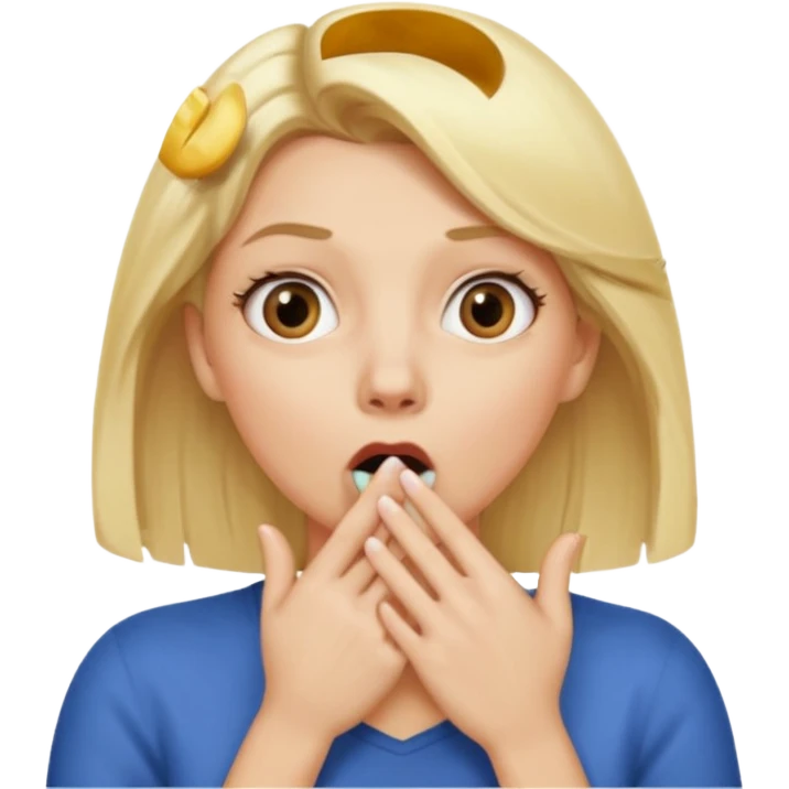 woman with blonde hair and hand over mouth emoji