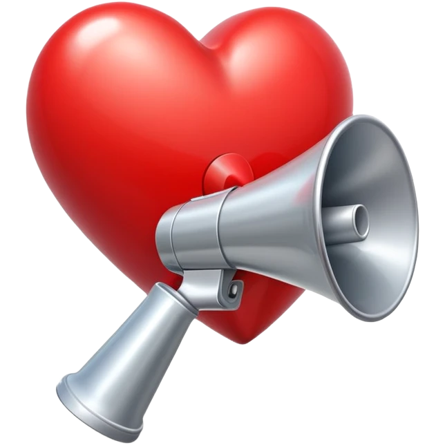 Huge Red heart with a megaphone emoji