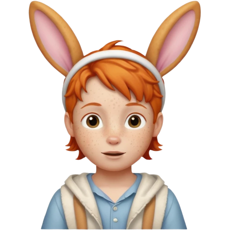 bunny ear wearing ginger kid emoji
