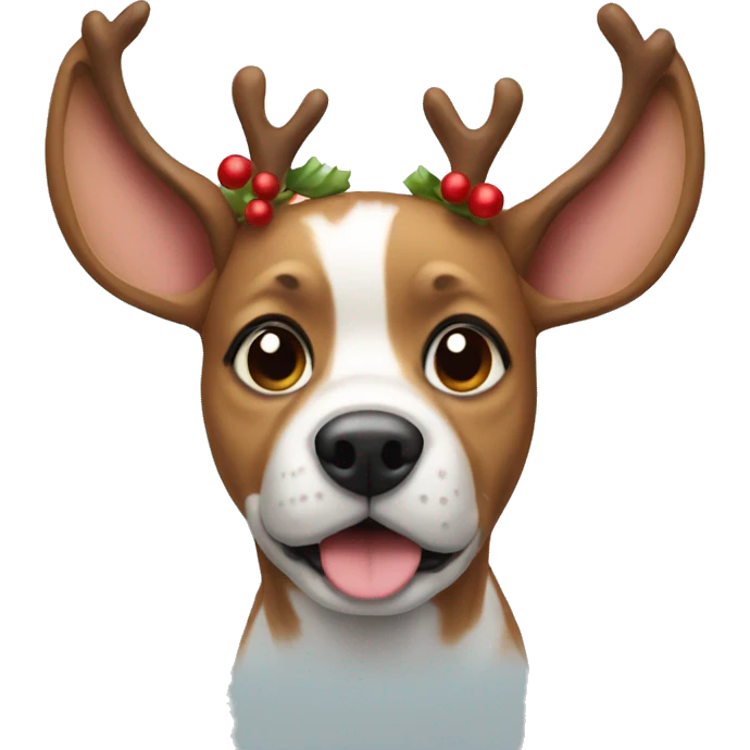 Christmas dog with deer ears emoji