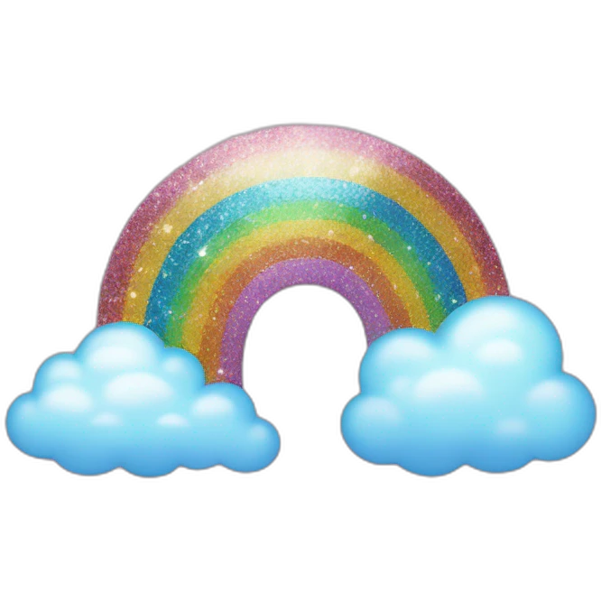 glitter rainbow with clouds emoji