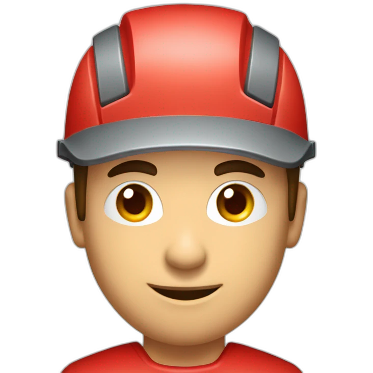 Industrial professional mechanical assembler working on the assembly of heavy machinery with a red outfit emoji