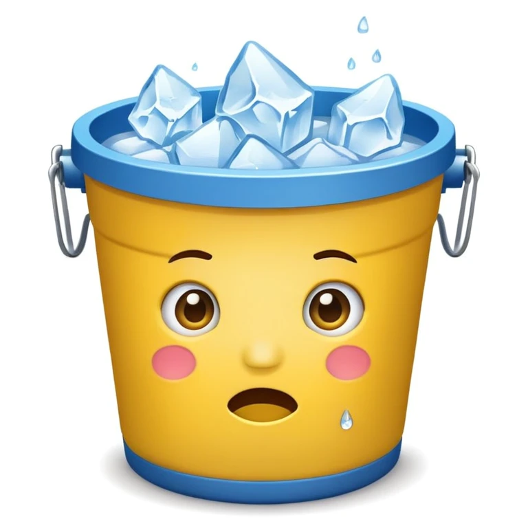 bucket of ice water dumped on emoji face emoji