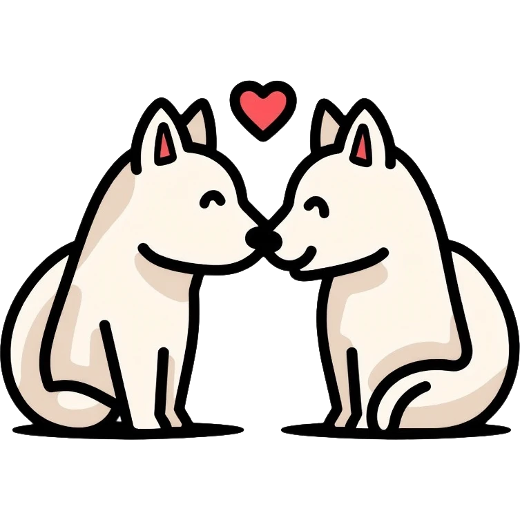 couple of white wolves in love emoji