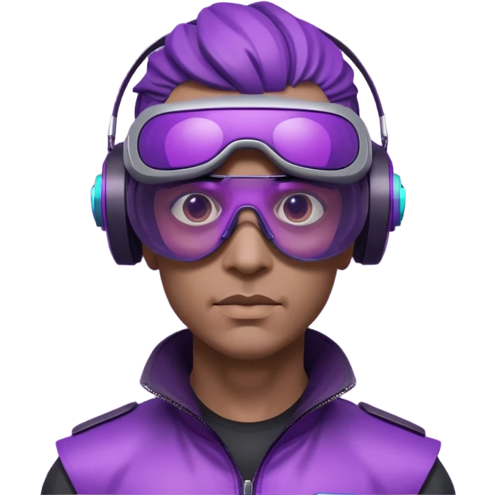 Cyberpunk man fappy head 3d puruple cyber VR -glasses only head emoji