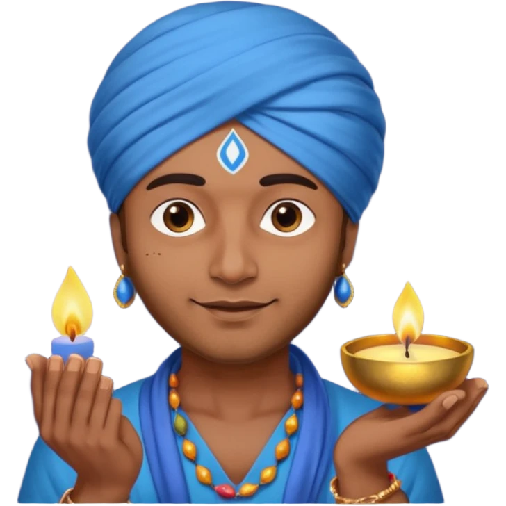 diwali man with blue turban and diwali emoji