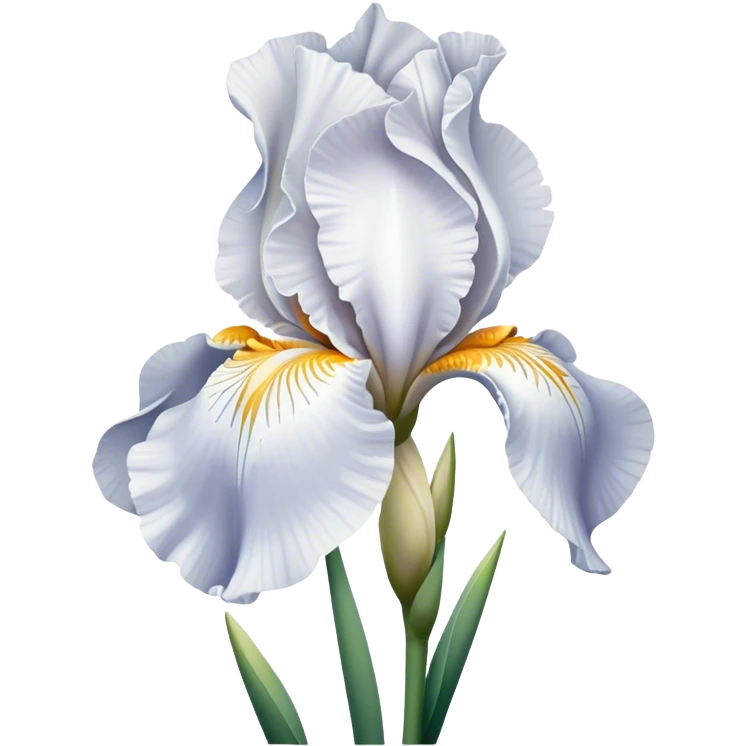 single Pure White Iris, straight stem emoji