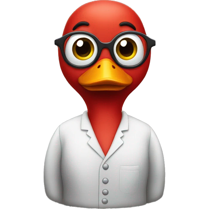 red duck teacher with big eyes emoji