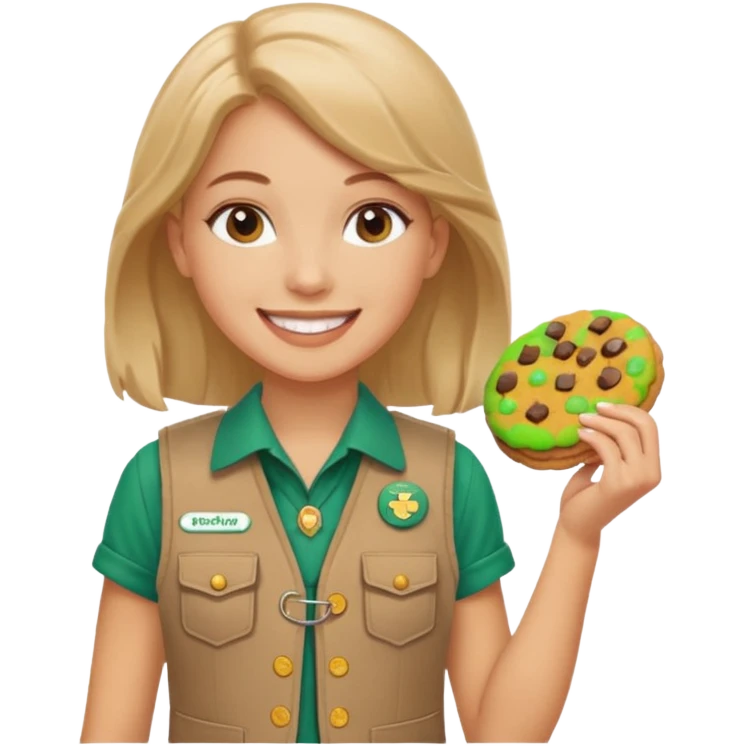white girl scout selling cookie at Wendy’s big emoji