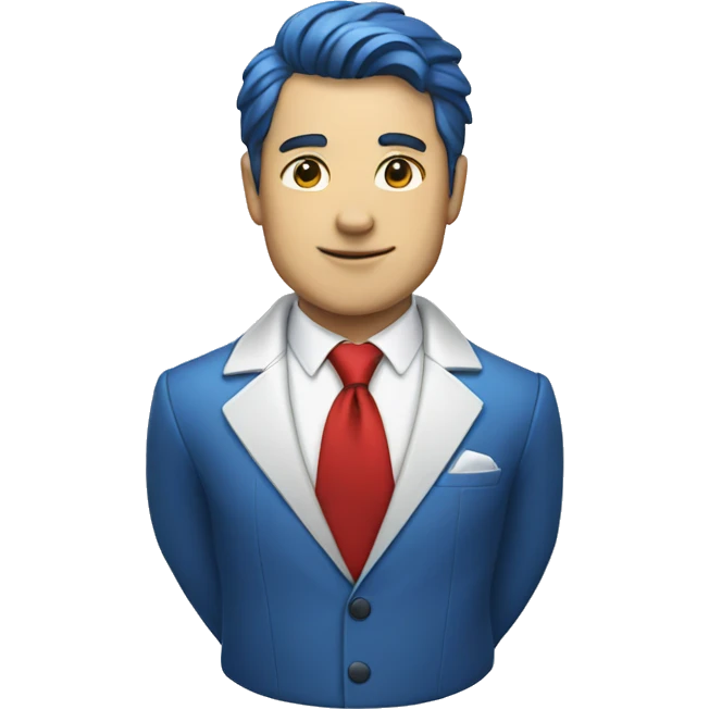 man in blue suit, white shirt and red tie emoji