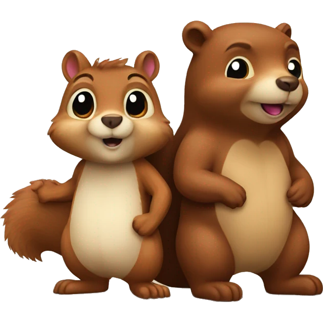 Squirrel and bear together emoji