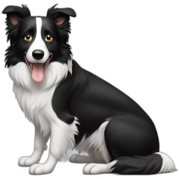 Border collie black and white with a mouse  emoji