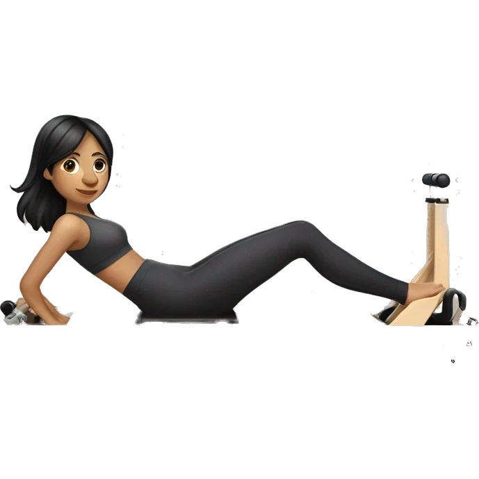 Girl with black hair doing Pilates on reformer machine emoji