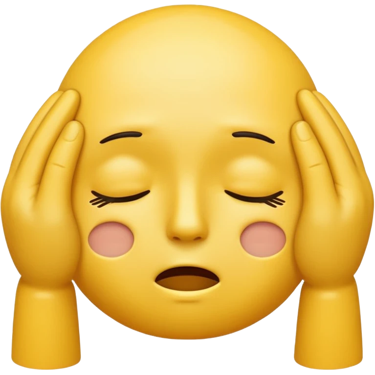 an emoticon holding its head with both hands out of exhaustion emoji