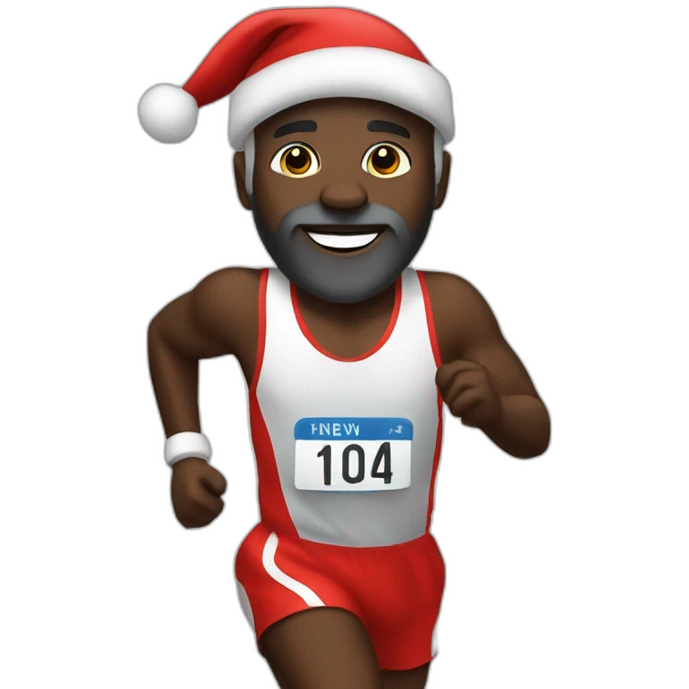 Marathon runner holidays black Santa emoji