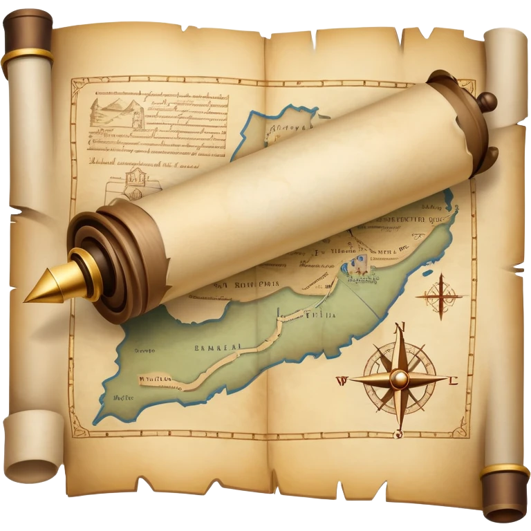 An icon featuring an ancient scroll, a quill, and a historical map, symbolizing the study of history. The design includes a timeline with key historical events and artifacts, capturing the essence of the past. Transparent background highlights the exploration of historical events and knowledge. emoji