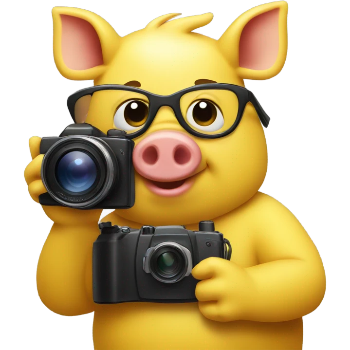 Yellow pig taking picture emoji