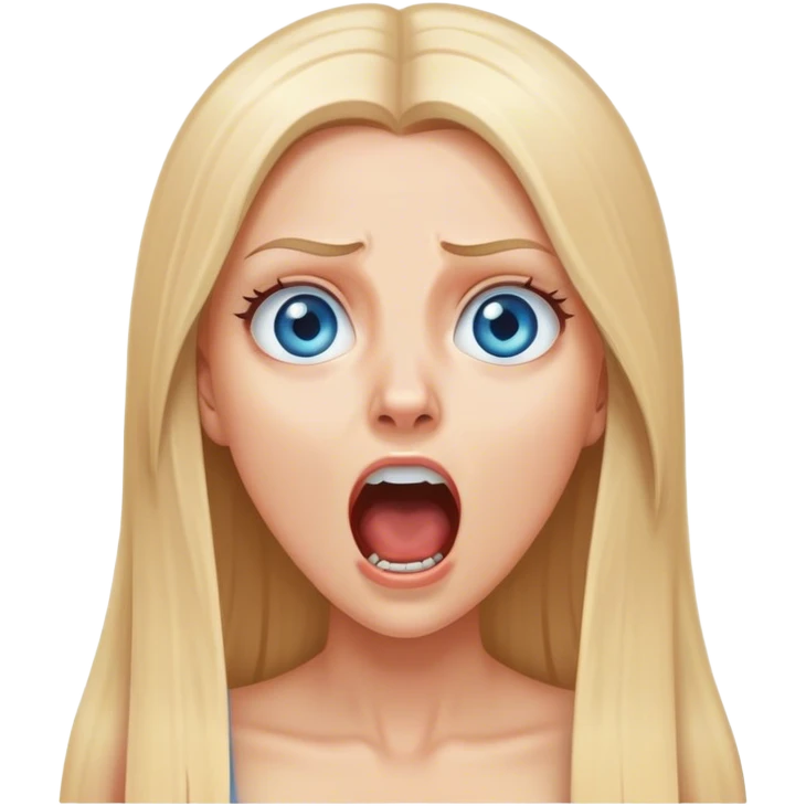 beautiful white girl with long straight blonde hair blue eyes screaming scared terrified  emoji