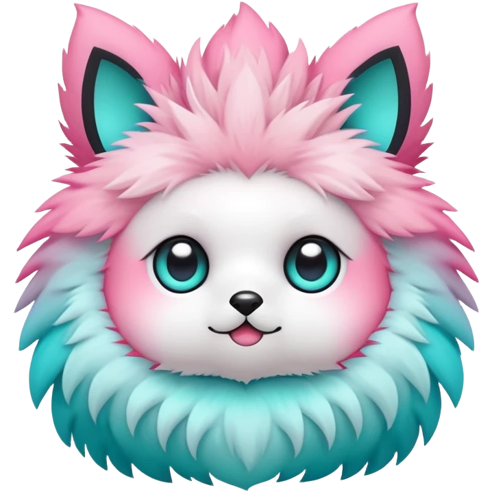 Cute cool edgy kawaii pink-white-turquoise-gradient fakemon-creature emoji