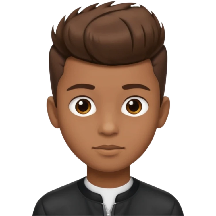 create a fringe haircut boy with a brown hair with hair little up more looking like quiff hairstyle emoji