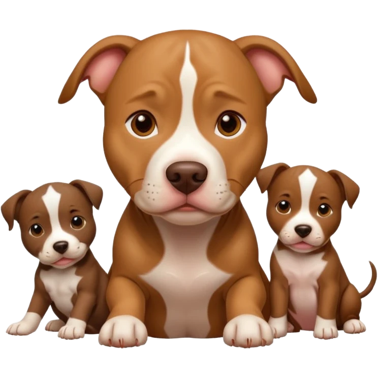 pitbull dog with its puppies emoji