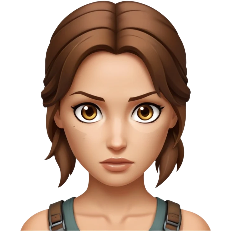 Lara Croft doing an eyeroll emoji