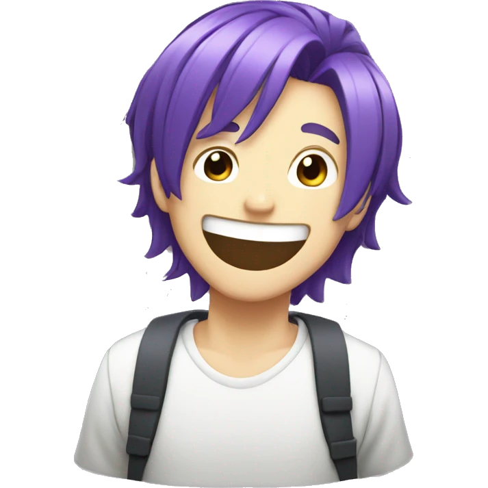 anime guy purple hair laughing emoji